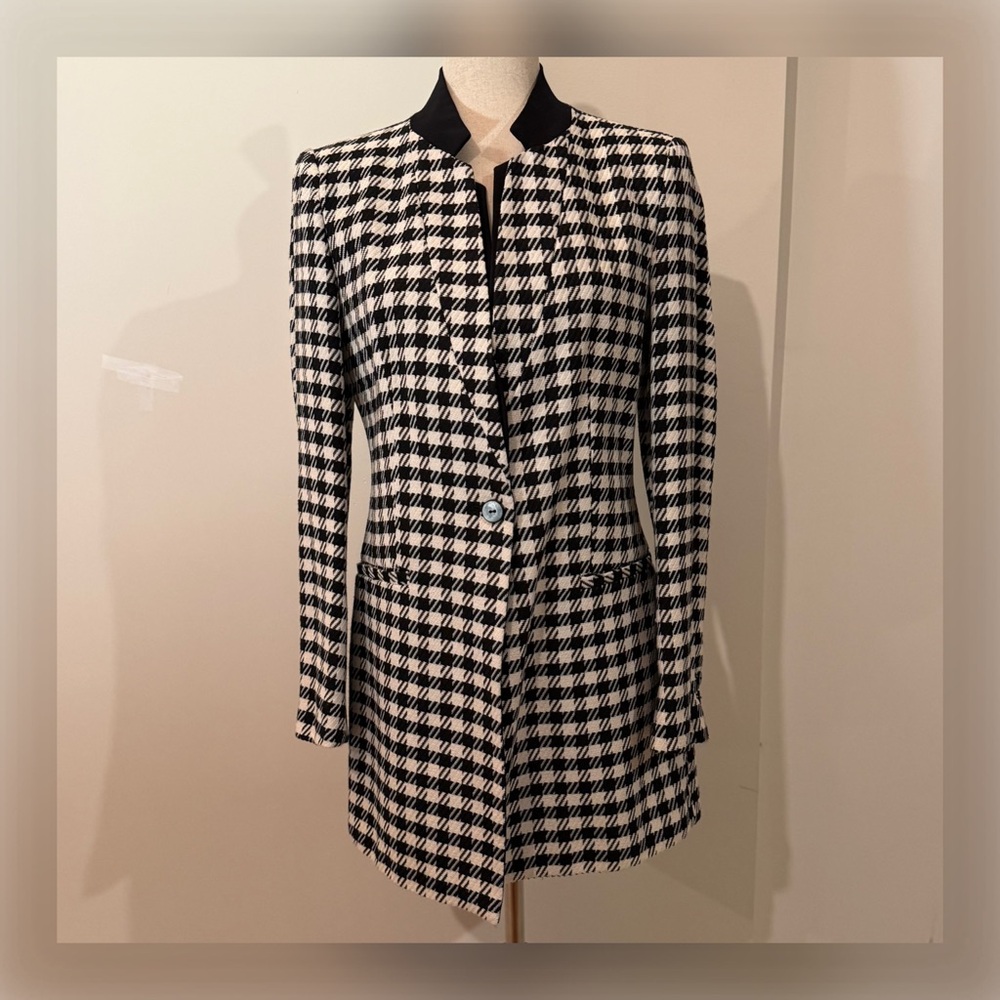 ZARA Black and White Houndstooth Blazer